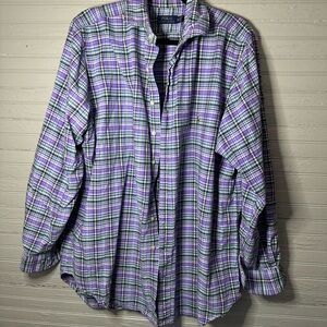 Ralph Lauren Men's Purple and Green Plaid Shirt XLT Tall